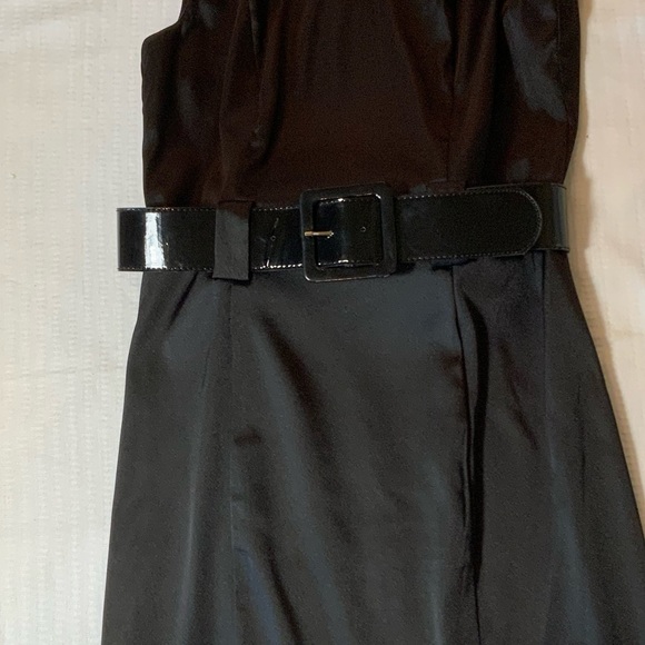 Sold…Black Satin Belted Dress - Picture 3 of 7